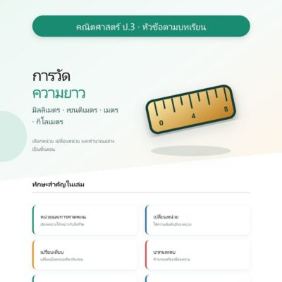 ชุดแบบฝึกหัดคณิตศาสตร์ ชั้นประถมศึกษาปีที่ 3: การวัดความยาว