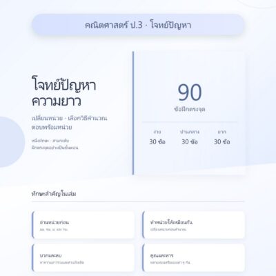 ชุดแบบฝึกหัดคณิตศาสตร์ ชั้นประถมศึกษาปีที่ 3: โจทย์ปัญหาความยาว