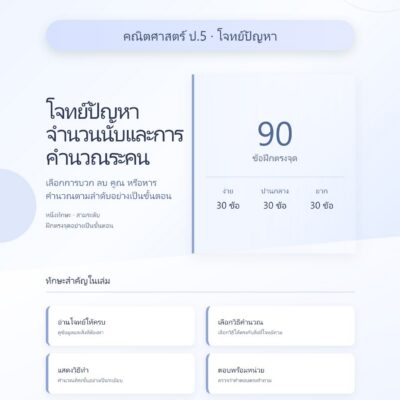 ชุดแบบฝึกหัดคณิตศาสตร์ ชั้นประถมศึกษาปีที่ 5: โจทย์ปัญหาจำนวนนับและการคำนวณระคน