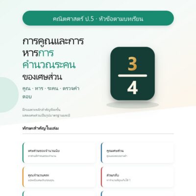 ชุดแบบฝึกหัดคณิตศาสตร์ ชั้นประถมศึกษาปีที่ 5: การคูณและการหาร การคำนวณระคนของเศษส่วน