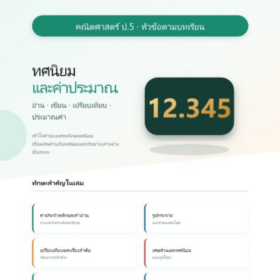 ชุดแบบฝึกหัดคณิตศาสตร์ ชั้นประถมศึกษาปีที่ 5: ทศนิยมและค่าประมาณ