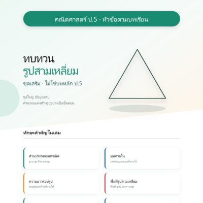 ชุดแบบฝึกหัดคณิตศาสตร์ ชั้นประถมศึกษาปีที่ 5: ทบทวนรูปสามเหลี่ยม