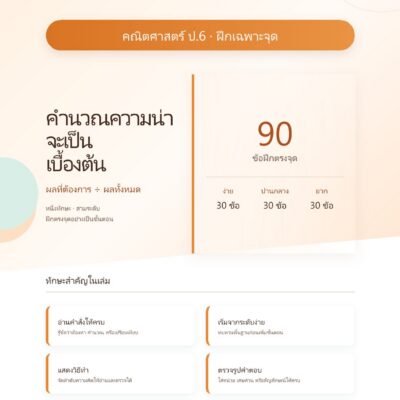 ชุดแบบฝึกหัดคณิตศาสตร์ ชั้นประถมศึกษาปีที่ 6: คำนวณความน่าจะเป็นเบื้องต้น