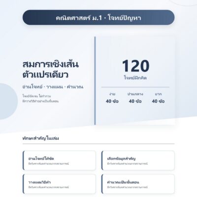 ม.1 โจทย์ปัญหา สมการเชิงเส้นตัวแปรเดียว