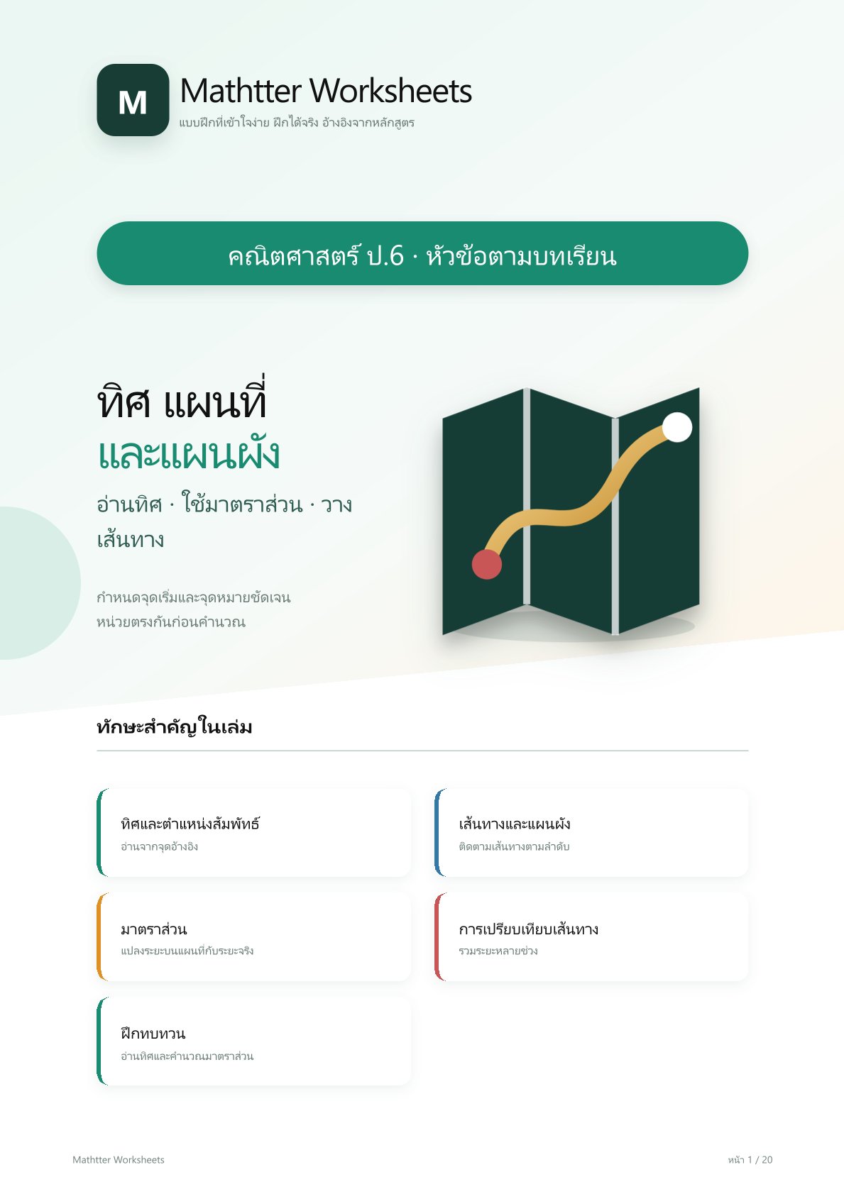 ชุดแบบฝึกหัดคณิตศาสตร์ ชั้นประถมศึกษาปีที่ 6: ทิศ แผนที่ และแผนผัง