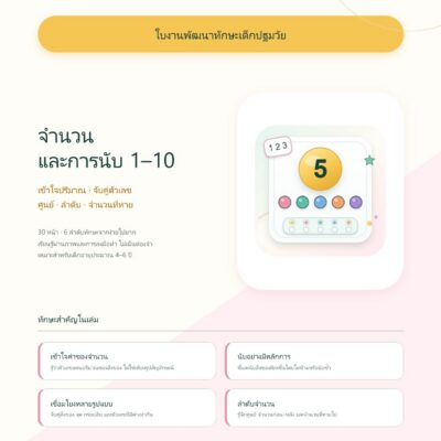 ชุดแบบฝึกหัดพัฒนาทักษะเด็กปฐมวัย: จำนวนและการนับ 1–10